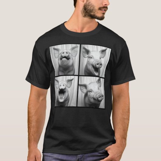 T-shirt Laughing Pig Lover Retro Portrait Hog Farmer Funny (Devant)