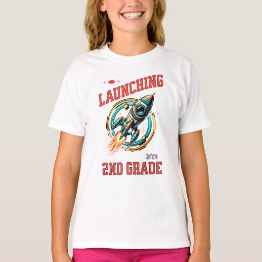 T-shirt Launching into 2nd Grade -Back to School  (Devant)
