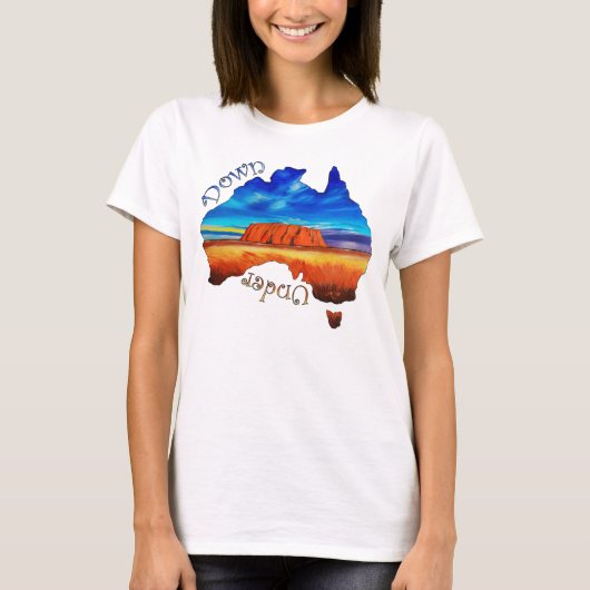 T-shirt L'Australie, vers le bas dessous, roche d'Ayers, (Devant)