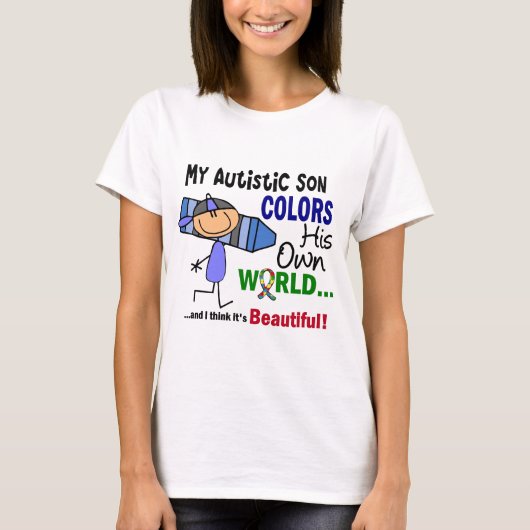 T-shirt L'autisme COLORE SON PROPRE fils du MONDE (Devant)