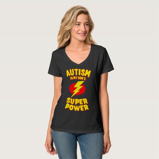 T-shirt L'autisme est ma super puissance de fils (Devant entier)
