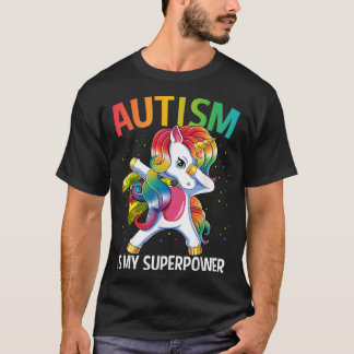 T-shirt L'autisme est ma superpuissance Dabbing Unicorne