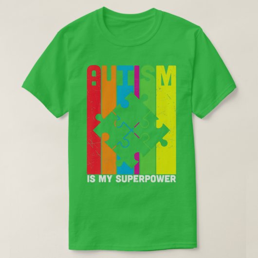 T-shirt L'autisme est ma superpuissance puzzle pièces (Design devant)