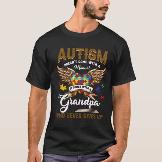 T-shirt L'autisme ne s'emballe pas, il devient grand-père (Devant)