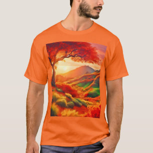 T-shirt L'automne coucher du soleil Peinture de paysage Ar
