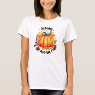 T-shirt L'automne est ma couleur préférée - Citrouille et