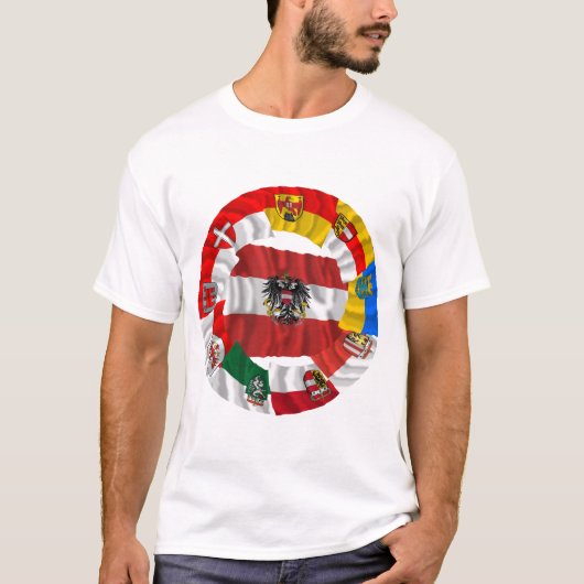 T-shirt L'Autriche et ses Laender ondulant des drapeaux (Devant)