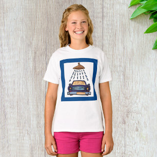 T-shirt Lavage de voiture bleu dessin animé Détails d'auto