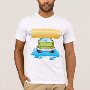 T-shirt Lavage de voiture de dessin animé vert voiture heu
