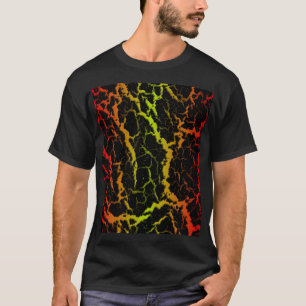 T-shirt Lave spatiale fissurée - Rouge/Lime