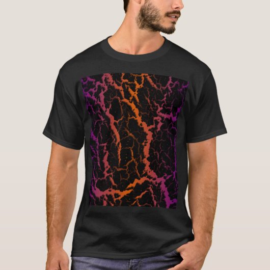 T-shirt Lave spatiale fissurée - Violet/Orange (Devant)