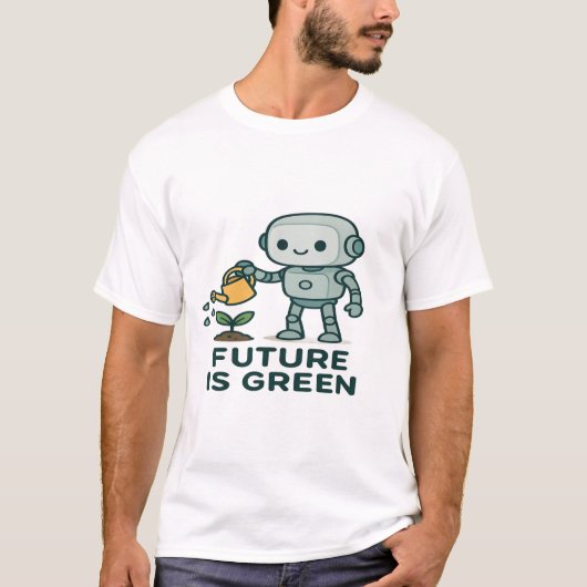 T-shirt L'avenir est vert - Plante d'eau robotique mignon (Devant)