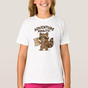 T-shirt L'aventure attend la conception de raton laveur br