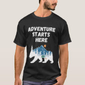 T-shirt L'aventure commence ici Bear Silhouette Camping (Devant)