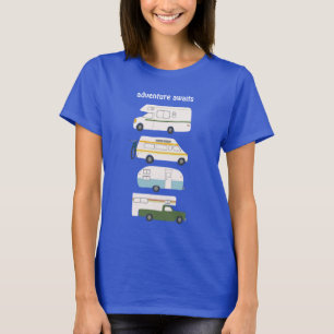 T-shirt L'aventure vous attend ! Vintage campervan vanlife