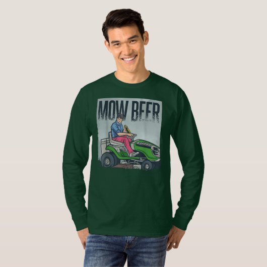 T-shirt Lawn Mowing Dad Mow Beer Funny Grass Machine (Devant entier)