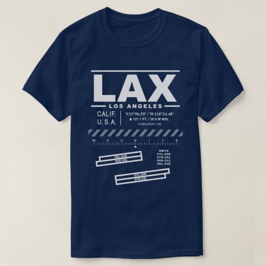 T-shirt LAX de l'aéroport international de Los Ang (Design devant)