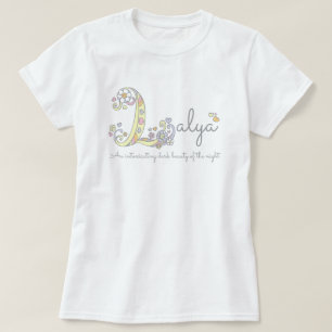 T-shirt Layla girls name signifiant L coeurs monogrammes