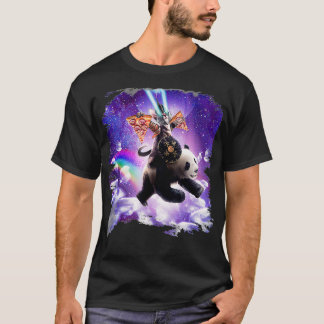 T-shirt Lazer Guerrier Space Chat Riding Panda Avec Pizza 