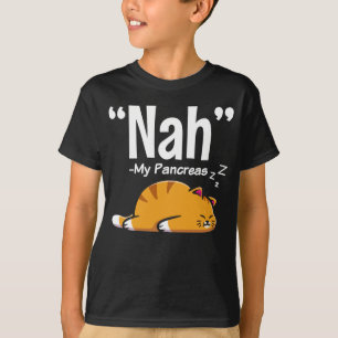 T-shirt Lazy Cat Funny Pancreas T1D Diabète