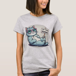 T-shirt Lazy Chat Pas Aujourd'Hui Drôle Drôle Kitty Tee Re
