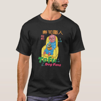 T-shirt lazy dog eating Tofu Pun for Tofu fans Asian Vegan