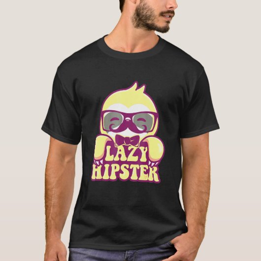 T-shirt Lazy Hipster Sloth Mustache Freethinker Nerd Urban (Devant)