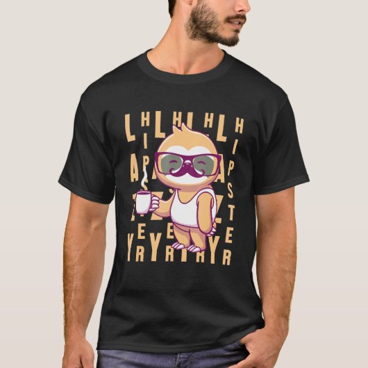 T-shirt Lazy Hipster Sloth Mustache Freethinker Urban Styl (Devant)