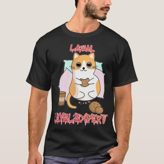 T-shirt Lazy Level Expert Lazy Cat Graphic (Devant)