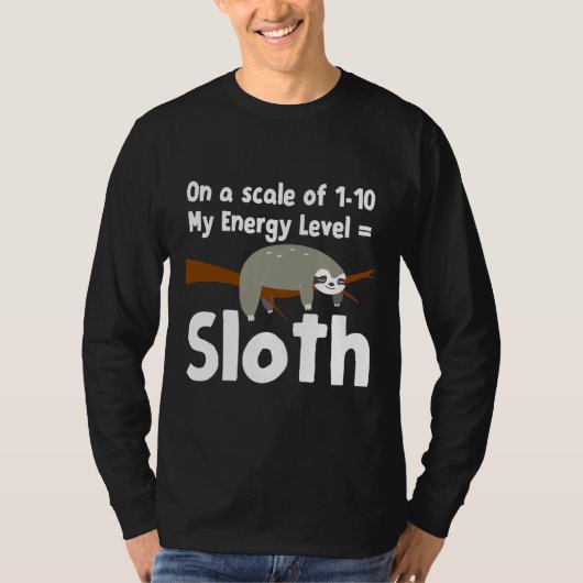 T-shirt Lazy Sloth No Energy Fun Animal (Devant)