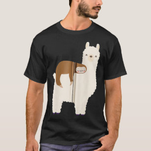 T-shirt Lazy Sloth Riding Llama Funny Graphic for Women fo