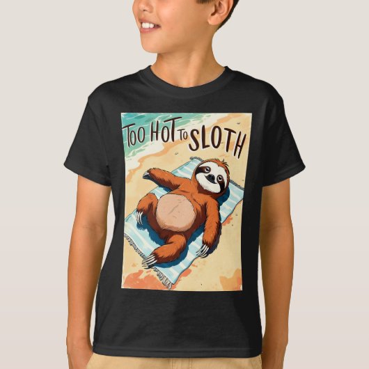 T-shirt Lazy Sloth Summer Vintage Beach (Devant)
