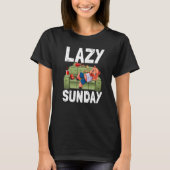 T-shirt Lazy Sunday Sleepy Women Lazy Head Piggy Love (Devant)