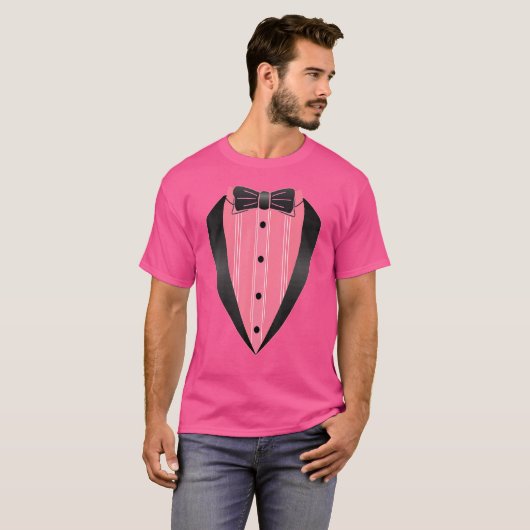 T-shirt Lazy Tuxedo Costume rose Easy Bow Cravate tenue Co (Devant entier)