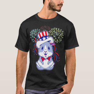 T-shirt Le 4 juillet Feu d'artifice American Guinea Pig Po