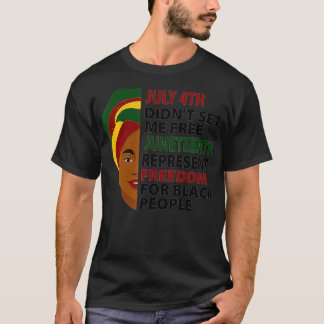 T-shirt Le 4 juillet ne m'a pas libérée Junetdix Black his