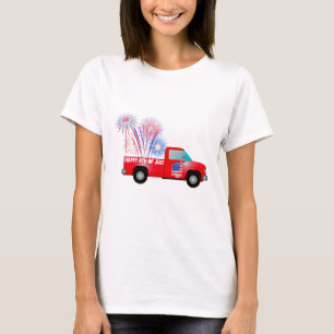 T-shirt Le 4 juillet Patriotique avec Retro Truck