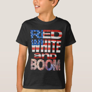 T-shirt Le 4 Juillet Rouge Blanc Et Boom Feu D'Oeuvre Fina