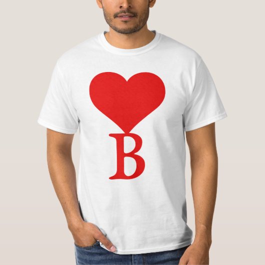 T-shirt Le B initial avec un grand coeur rouge (Devant)