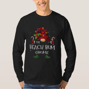 T-shirt Le Beach Bum Gnome Buffalo Plaid Christmas Tree