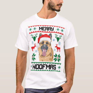 T-shirt Le berger allemand Joyeux Woofmas cadeau de Noël