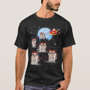 T-shirt Le berger australien Reindeer Sleigh Père Noël