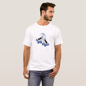 T-shirt le blanc patine les roues bleues (Devant entier)