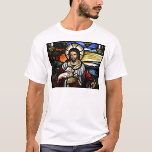 T-shirt Le Bon Pasteur; Jésus sur le vitrail