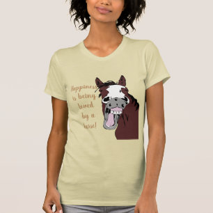 T-shirt Le bonheur est aimé par un cheval - câlinez la