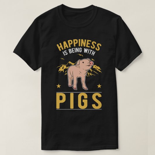 T-shirt Le Bonheur Est Avec Pigs Premium 2635 (Design devant)