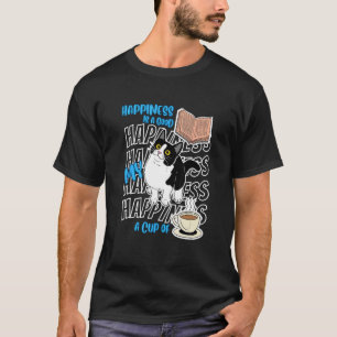 T-shirt Le bonheur est chats smoking bons livres café mign