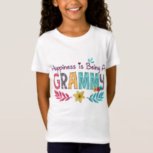 T-Shirt Le bonheur est d'être Grammy Floral