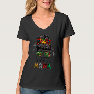 T-shirt Le Bonheur Est D'Être Mama Messy Bun Xmas Pajamas