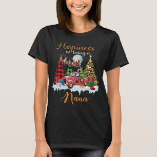 T-shirt Le Bonheur Est D'Être Nana Funny Red Truck Tree Ch
